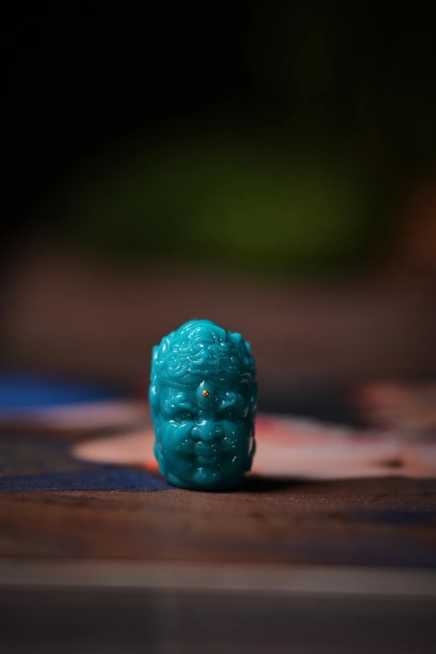 高瓷玉化蓝料精工黄立体造像【科技】配饰24号手工手工艺挂件吊坠