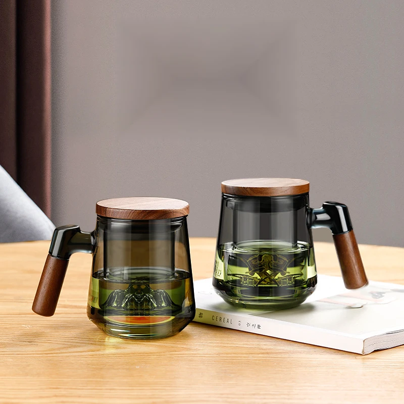 新款办公室喝茶杯子男专用玻璃水杯耐热泡茶杯茶水分离过滤花茶杯