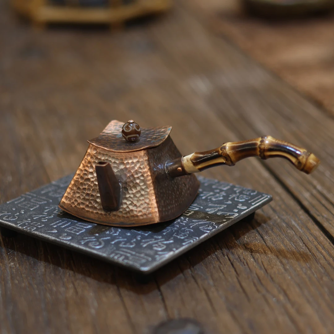 【姨嘉茗友】侧把铜泡茶壶，纯手工茶道