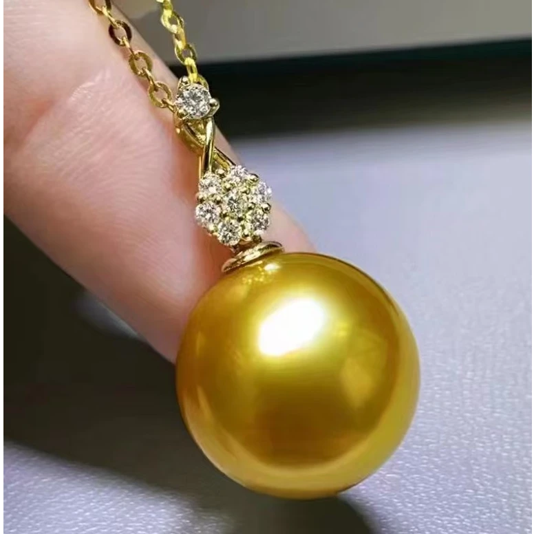 链子925银 气质强光南洋金色卡14~16mm公主吊坠时尚经典镶嵌无瑕