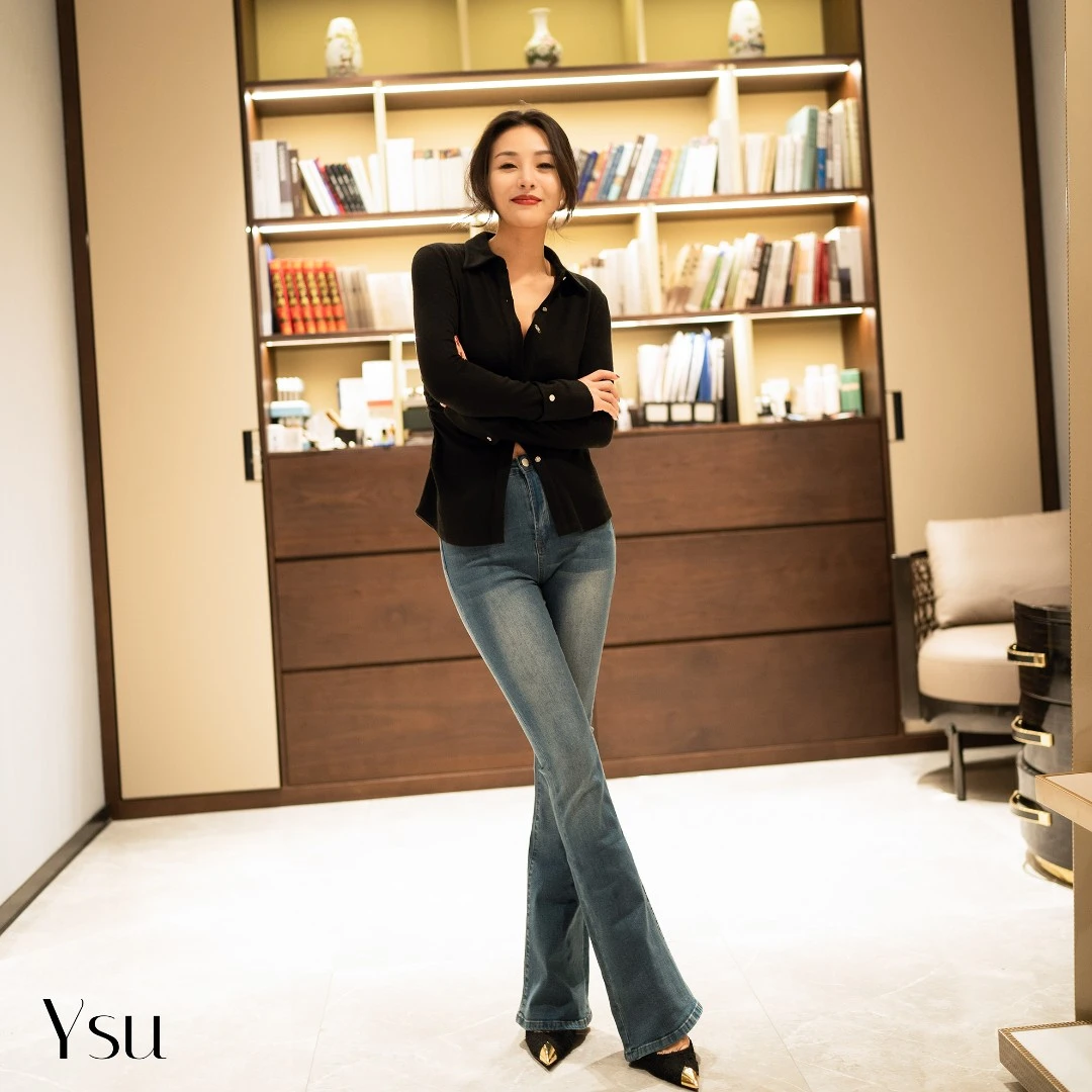 YSU【余书】修身显瘦职业气质微喇牛仔裤K3617