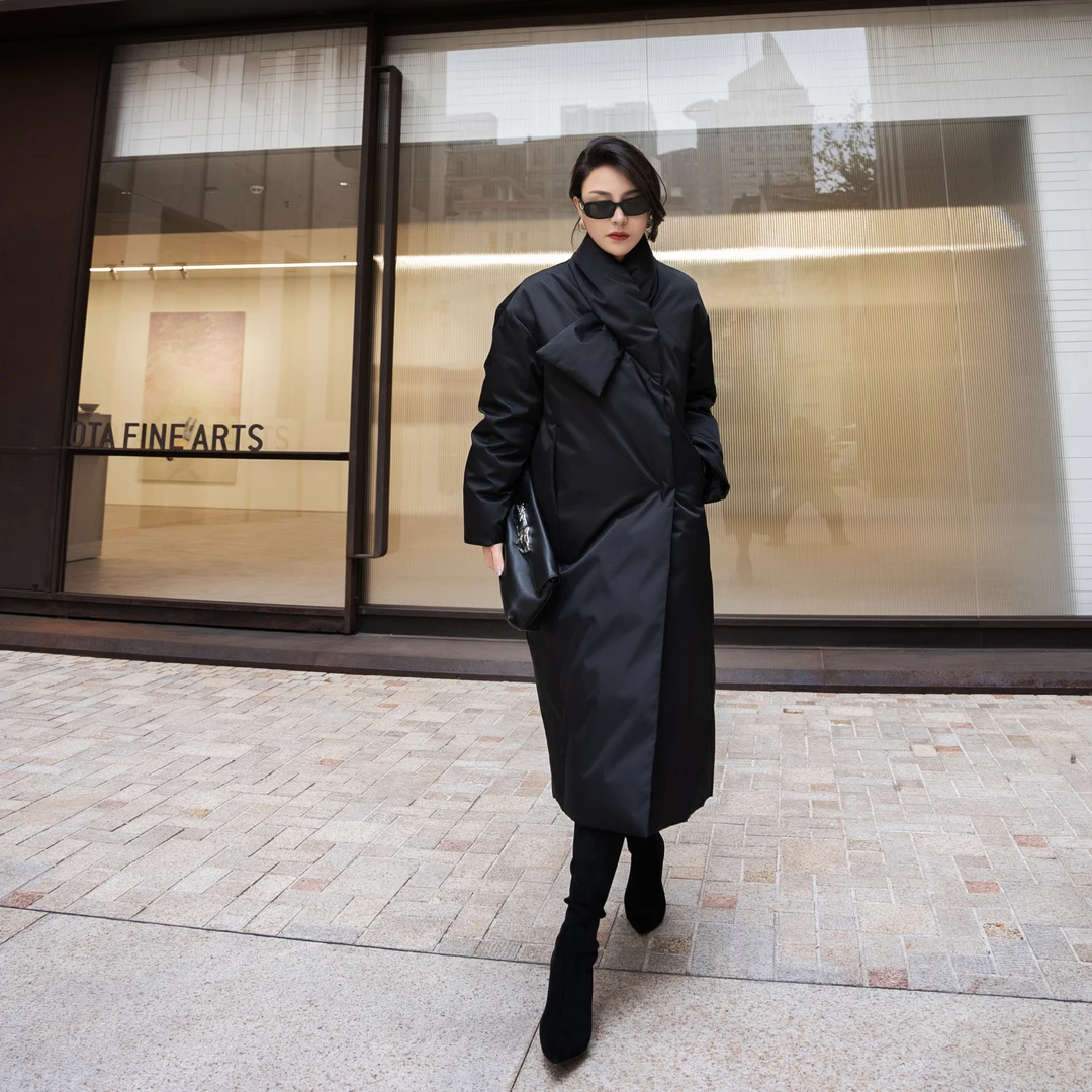 YSU【余书】轻奢围脖款鹅绒服纯色高级感羽绒服外套Y303950