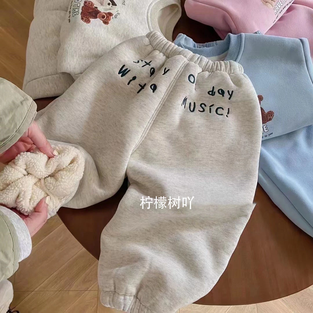 儿童加绒裤子冬季2023新款宝宝冬装加厚卫裤保暖中小童休闲运动裤