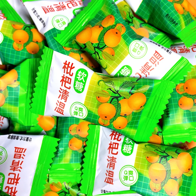 枇杷清温软糖夹心添加维生素C甘草金银罗汉清凉爽口糖果零食批发