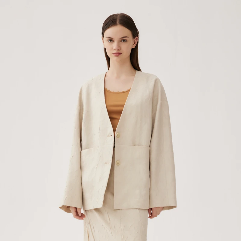 谜底特色中长款外套秋季新品慵懒风大廓形外套长袖243MW1213