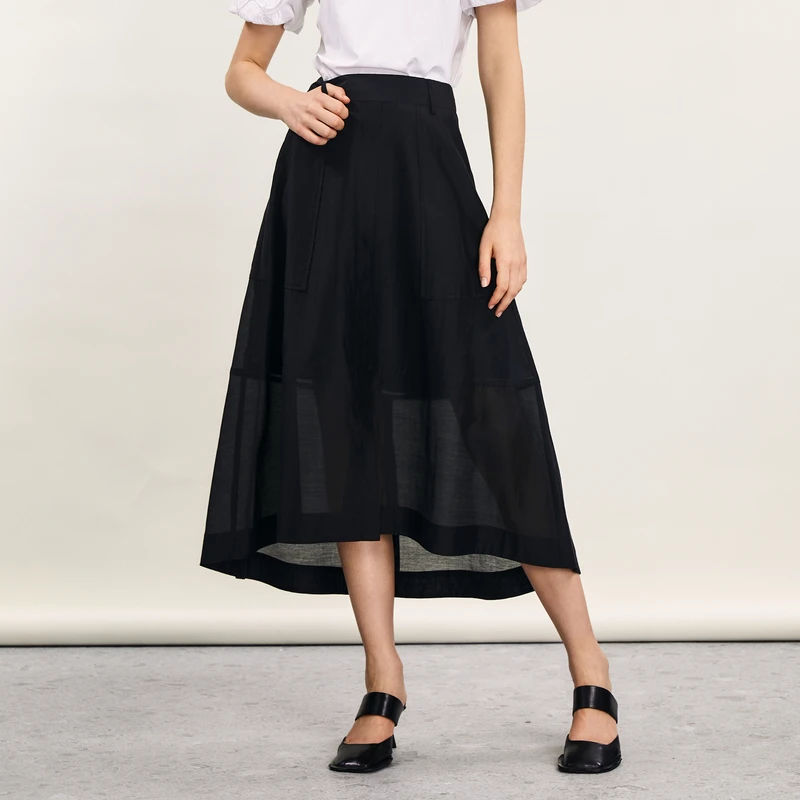 谜底通勤感半身裙女夏季新品文艺风柔软中长款半裙242MB0708