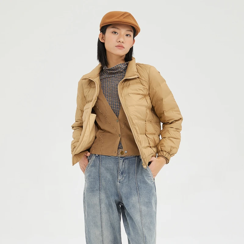 谜底冬季新品舒适保暖鸭绒合体短款羽绒服女外套上衣女229MY6216