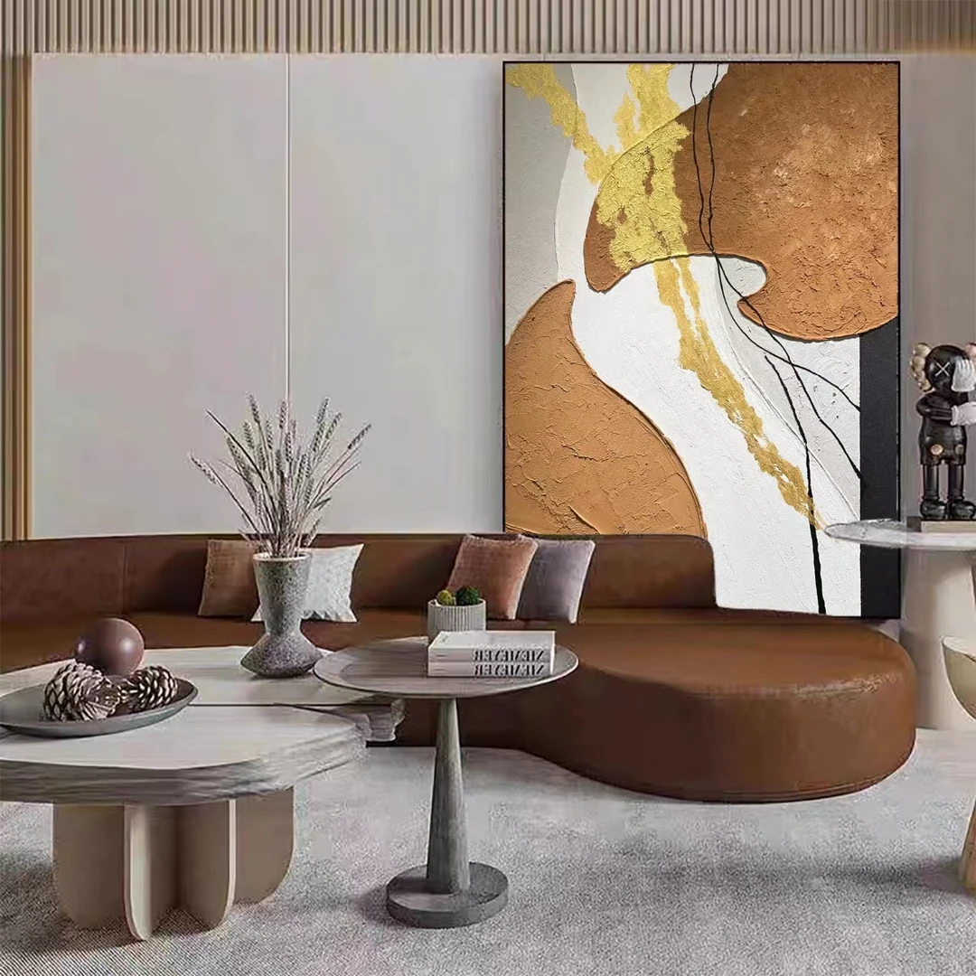 岁月悠然-现代简约客厅玄关餐厅生活装饰画肌理落地画壁画