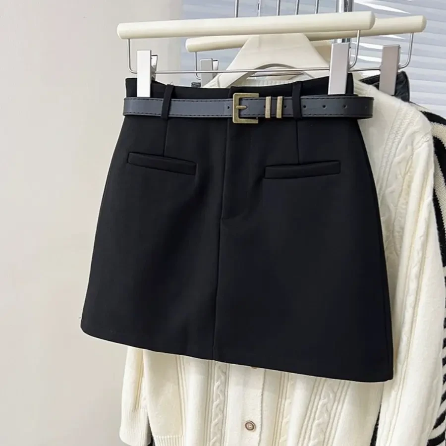 黑色西装半身裙女春秋2025新款高腰显瘦高级感包臀a字小个子裙子c