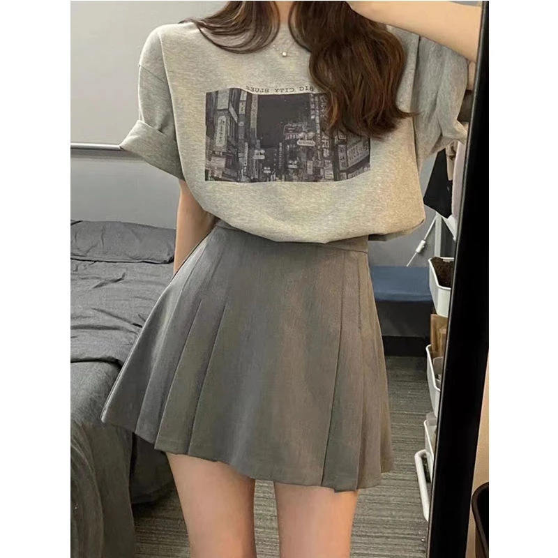 2025新款不规则高腰显瘦西装百褶裙半身裙女夏季包臀裙a字短裙子