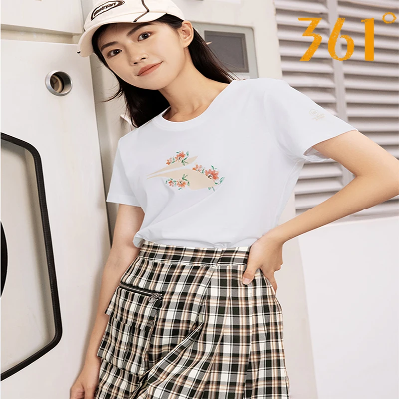361°运动t恤女2023夏季新款舒适圆领休闲上衣透气宽松潮流短袖女