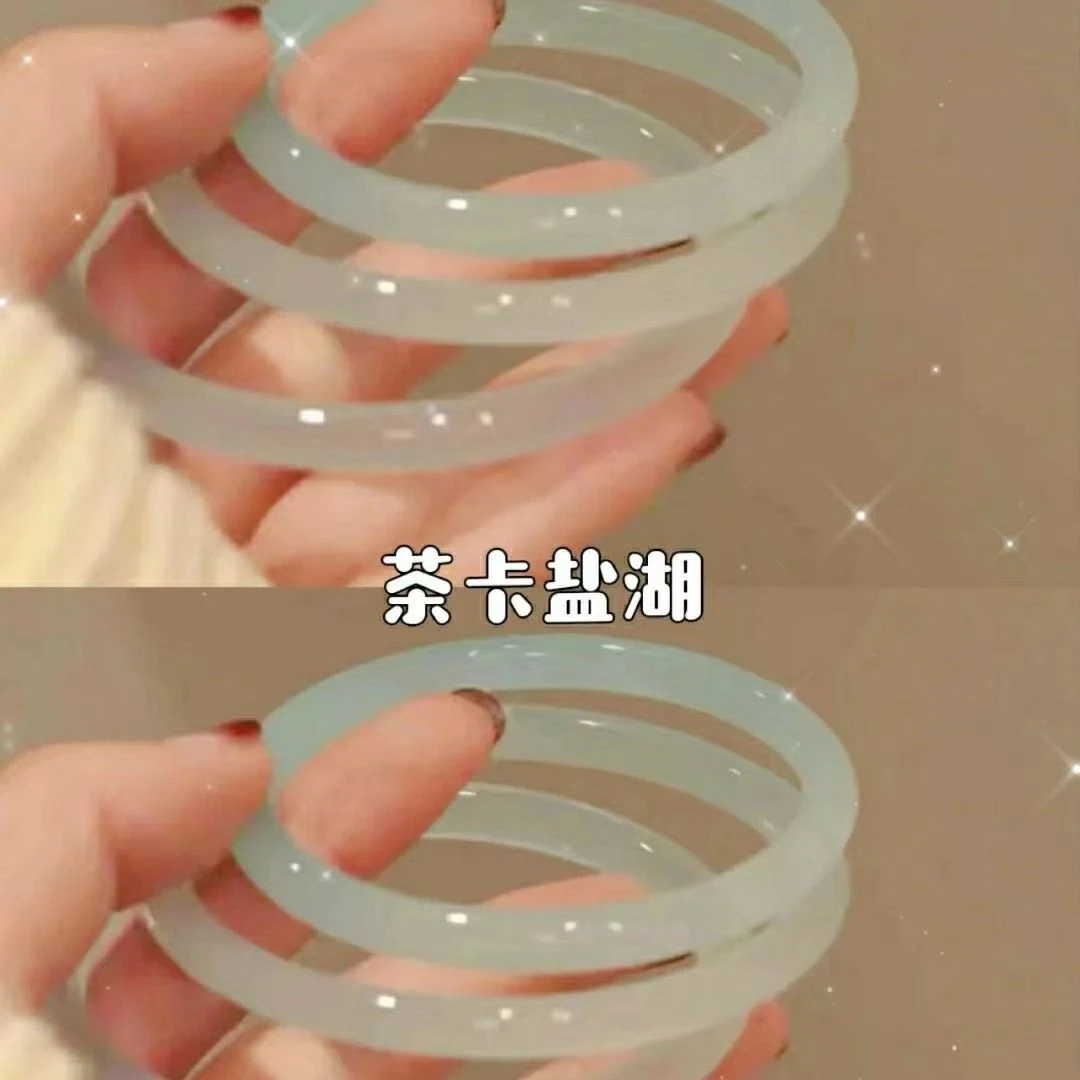 茶卡盐湖青色一步一响叮当镯时尚仿玉细手镯女裙子配饰高级感镯子