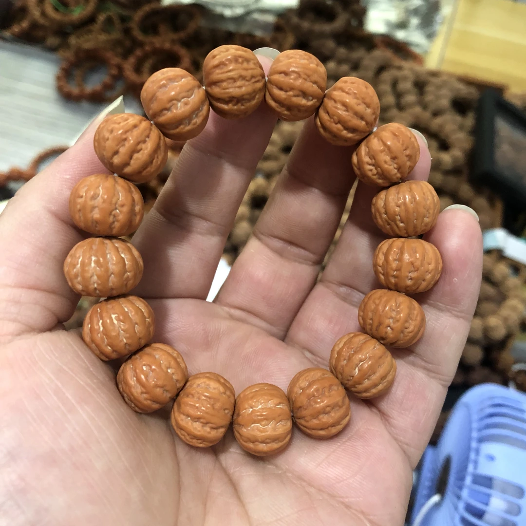 京八棱16mm左右猴头核桃手串蚂蚁纹磨盘桩京八棱手串精品猴头核桃