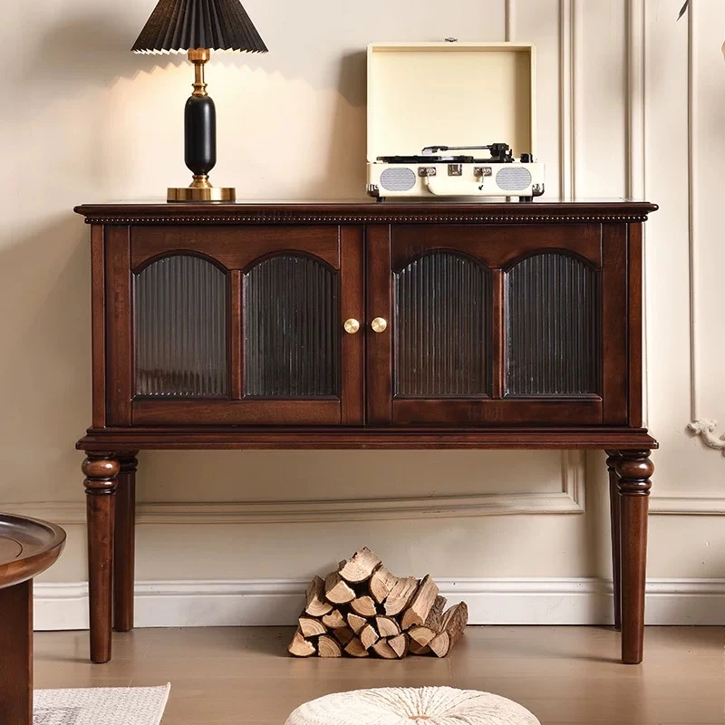 餐边柜美式复古客厅家用简约隔断玄关做旧欧式双门门厅