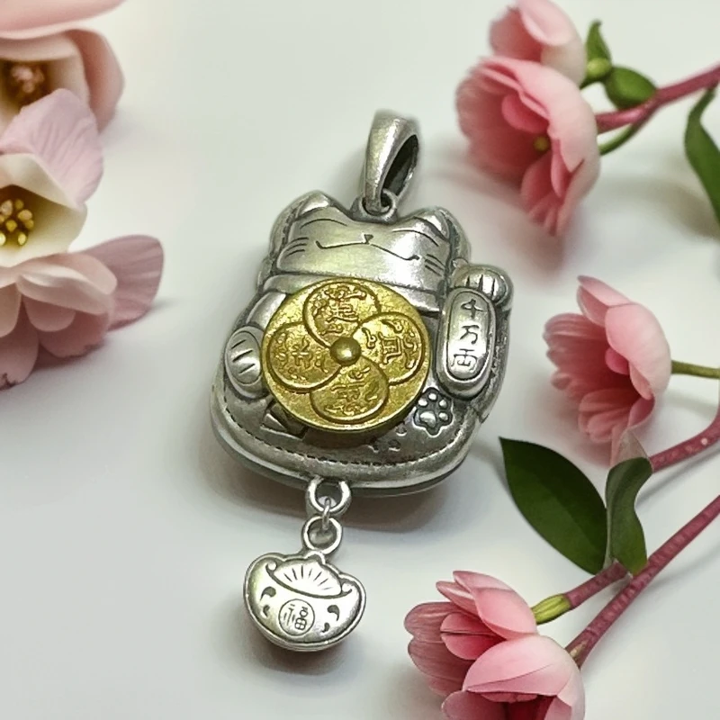 吊坠925银 M60 精品时尚招财猫吊坠（多样性发一）