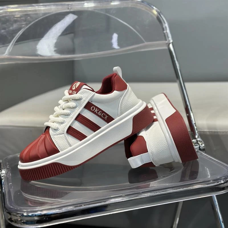 潮牌男鞋秋季新款低帮皮面舒适休闲软底时尚轻奢韩版系带网红鞋