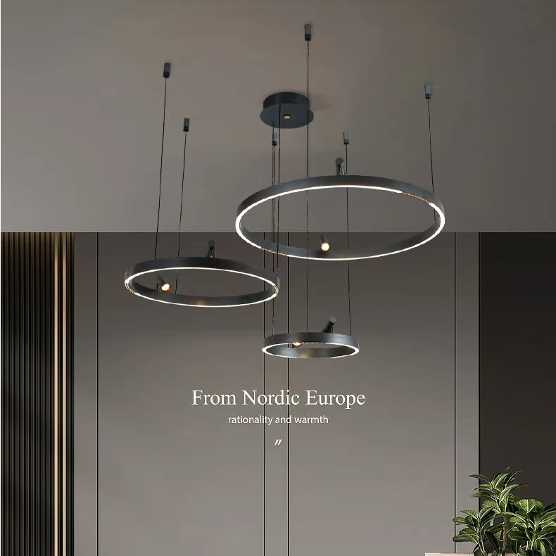 客厅主灯现代简约2024年新款轻奢大气北欧环形极简餐厅吊灯