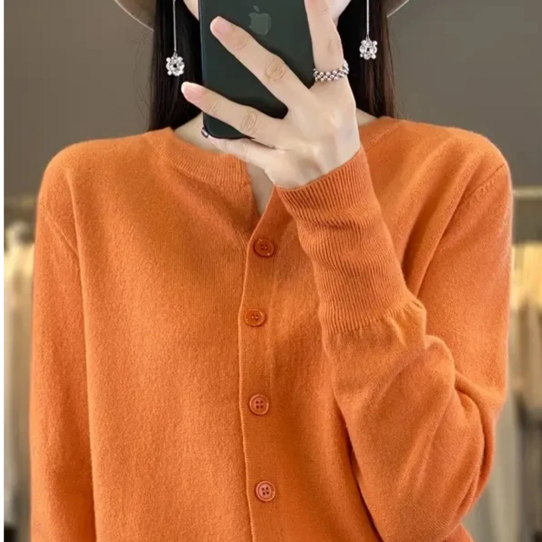 【厚款开衫】24秋冬圆领针织开衫毛衣显瘦百搭长袖针织衫宽松女外套