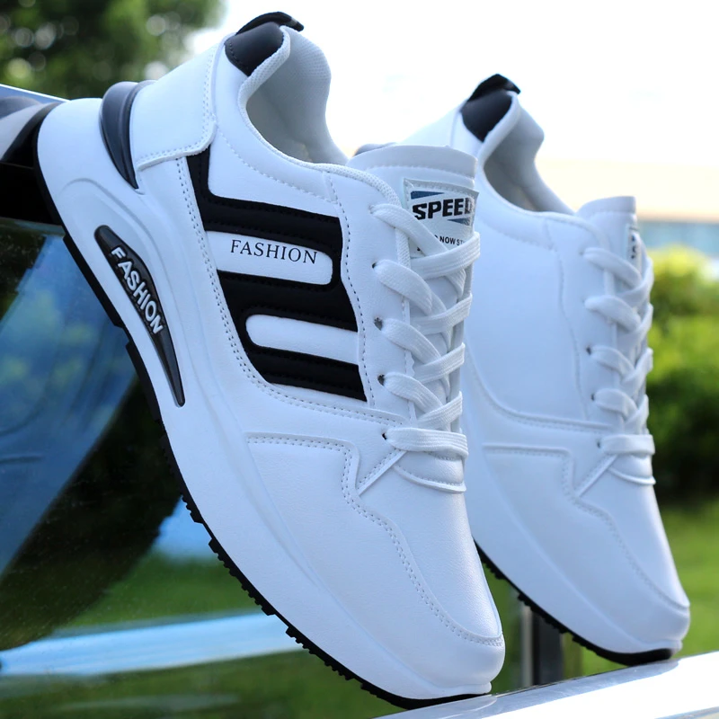 秋冬季新款男鞋皮面防水防滑潮鞋时尚轻便休闲运动鞋百搭老爹鞋子