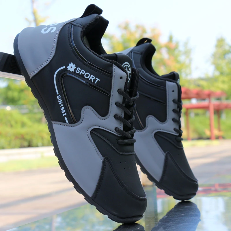 黑色鞋子男款男士皮鞋爆款新运动休闲鞋防滑耐磨跑步鞋百搭老爹鞋