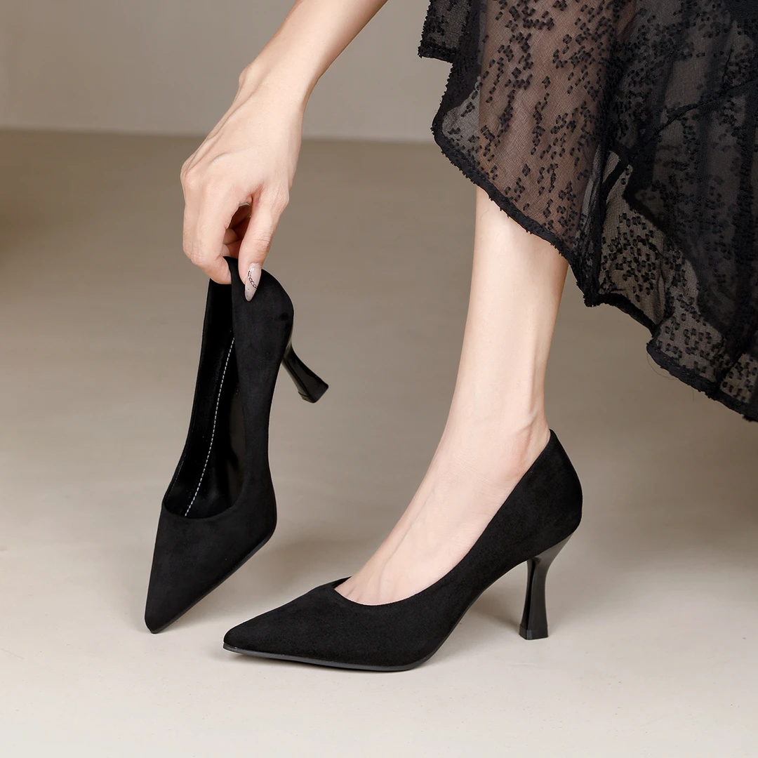 4/6/8cm久站不累脚细跟单鞋女正装黑色礼仪鞋上班职业工作鞋面试