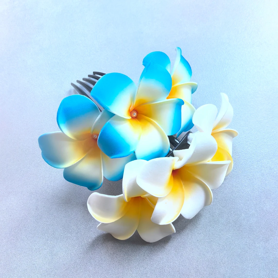 云南傣族泼水节中国风鸡蛋花发梳旅游度假拍照时尚插梳头饰发饰