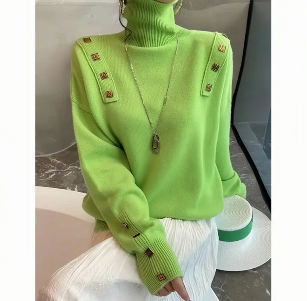 【芳芳惊喜】欧货时尚洋气时尚针织衫秋冬减龄长袖套头高领洋气毛衣