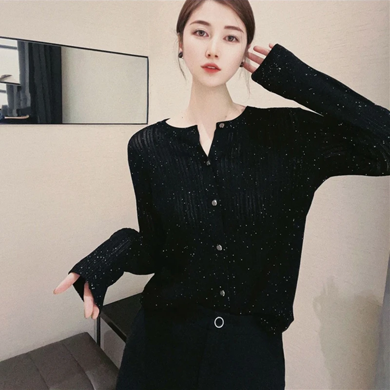 【专柜正品】星空单排扣冰丝针织开衫薄外套女长袖上衣1499192