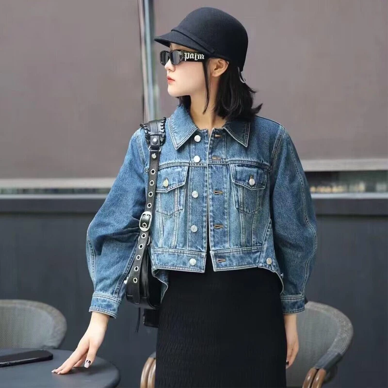 【商场同款】2024秋季新款韩版休闲宽松短款水洗牛仔夹克长袖外套女