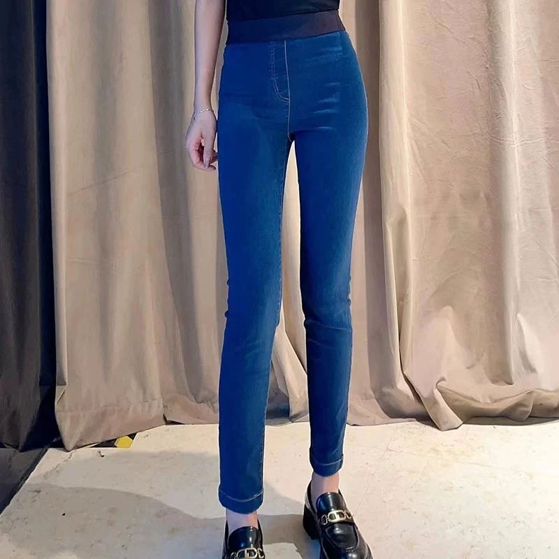 【商场同款】松紧高腰修身王炸小脚铅笔裤显瘦牛仔九分裤女