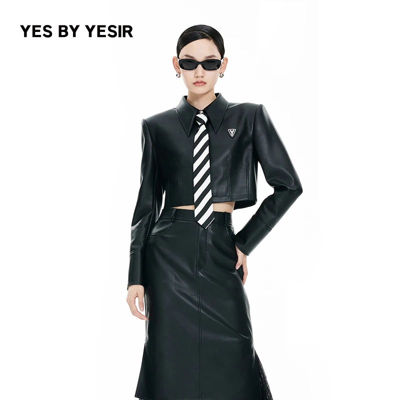 YES BY YESIR叶谦设计师品牌女杀手皮质领带衬衫