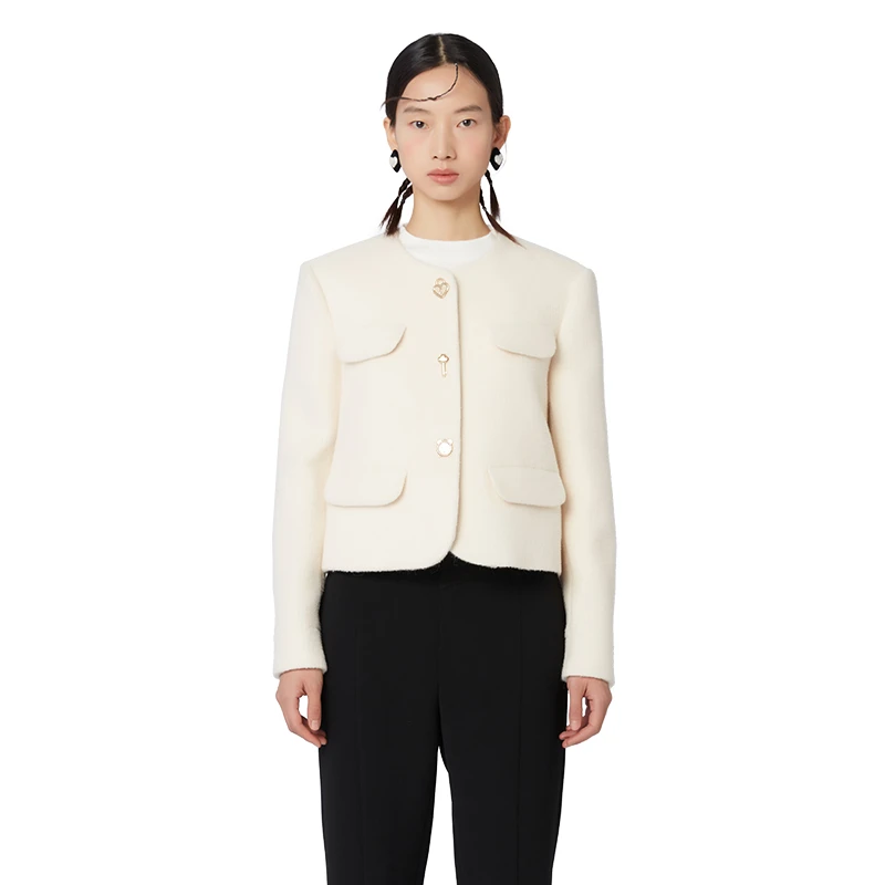 YES BY YESIR叶谦原创设计师米色开心时刻箱型短外套22FL11115