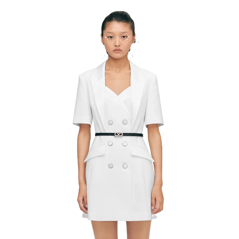 YES BY YESIR叶谦设计师春夏法式西服领连衣裙