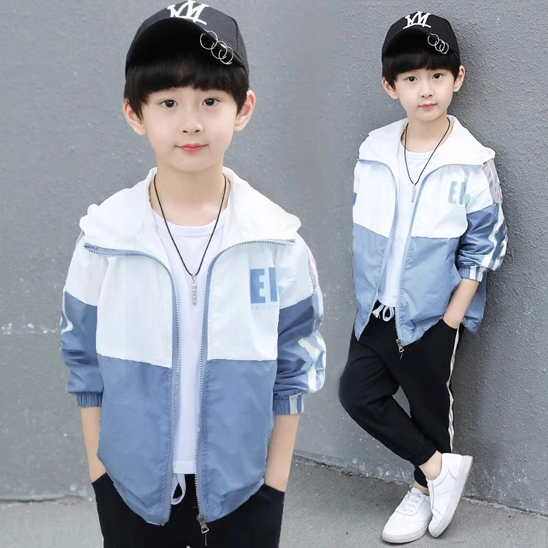 男童防晒衣薄款外衣时尚洋气新款连帽夏季轻薄透气中大童夏防嗮服