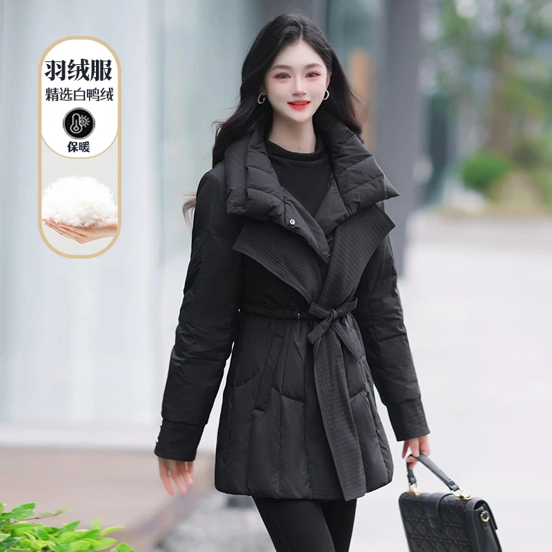 冬季中长款羽绒服时尚减龄新款气质加厚款保暖羽绒外套女