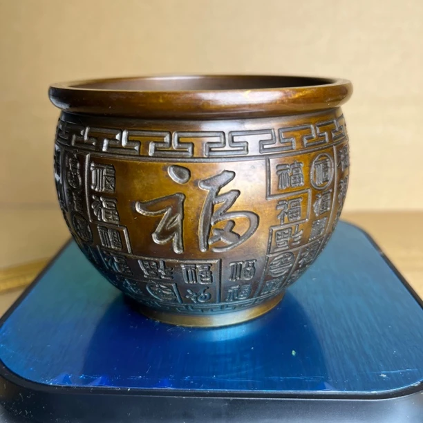 苏工纯铜百富缸设计精美做工精细寓意美好铜摆件百富缸设计两用