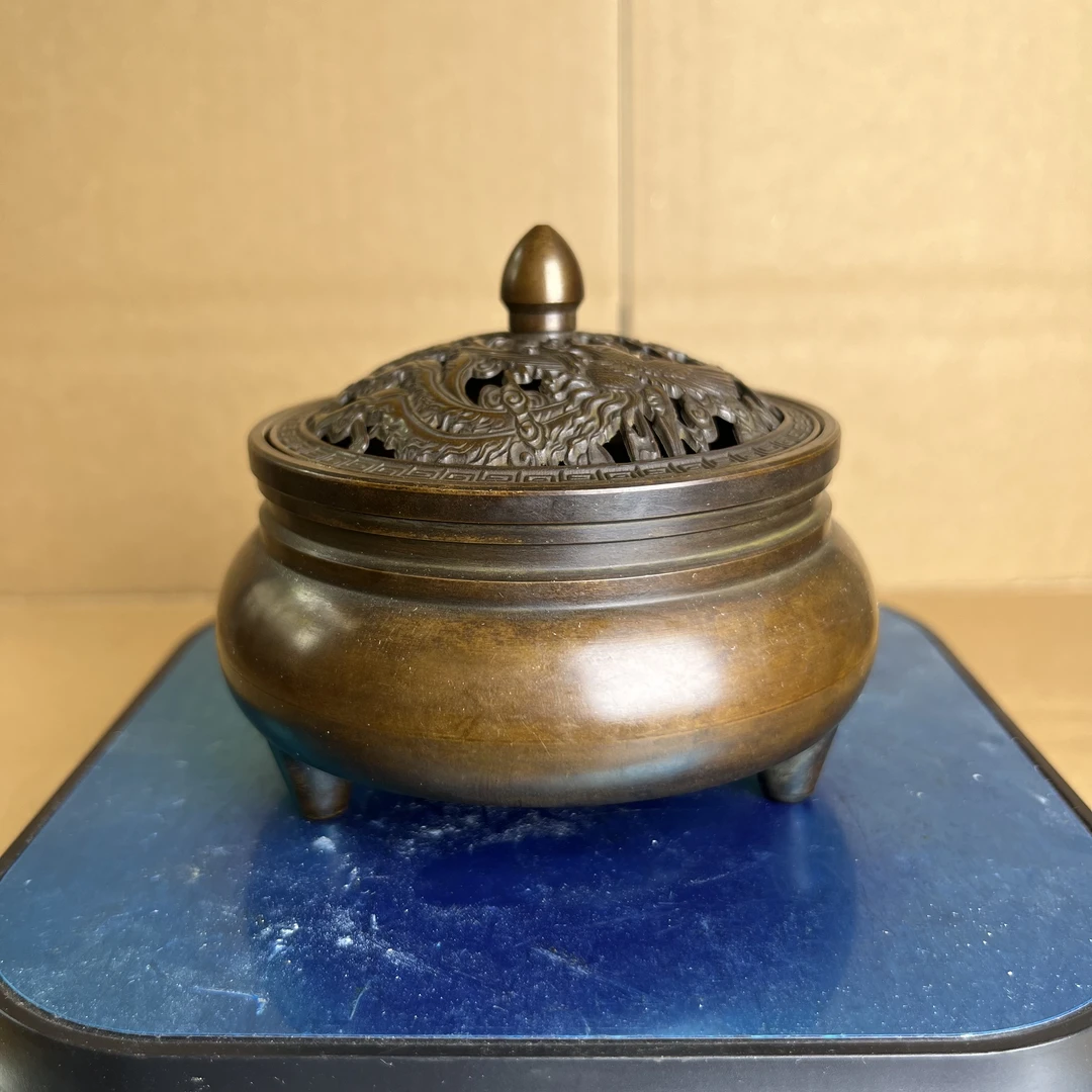 苏工铜炉纯铜熏香炉造型优美做工精致铜摆件熏香炉设计两用适合