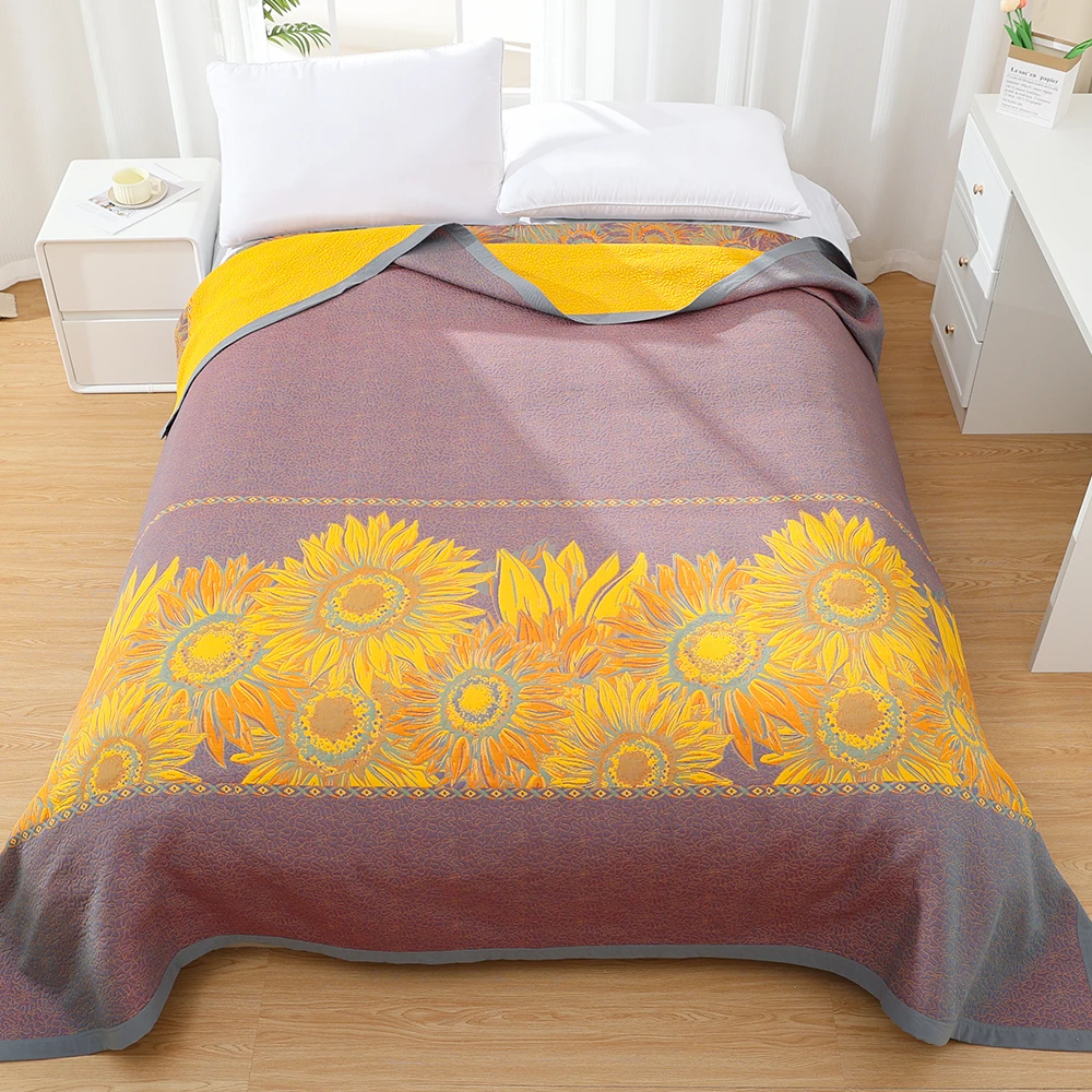 纱布盖毯多功能精梳四季毯---向日葵240*260