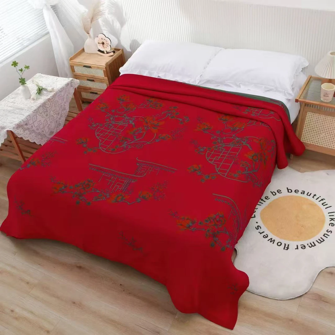 【幽兰庭院】纱布盖毯四季毯--230*250