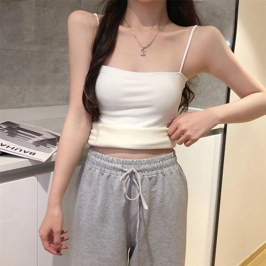 带胸垫加绒加厚保暖背心内衣女内穿吊带无痕紧身秋冬秋衣打底衫女