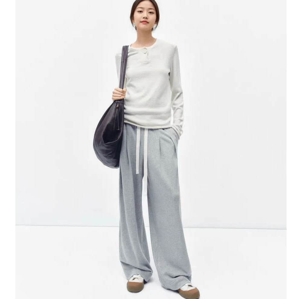 02秋冬新款精致腰身 休闲百搭抽绳松紧直筒休闲卫裤