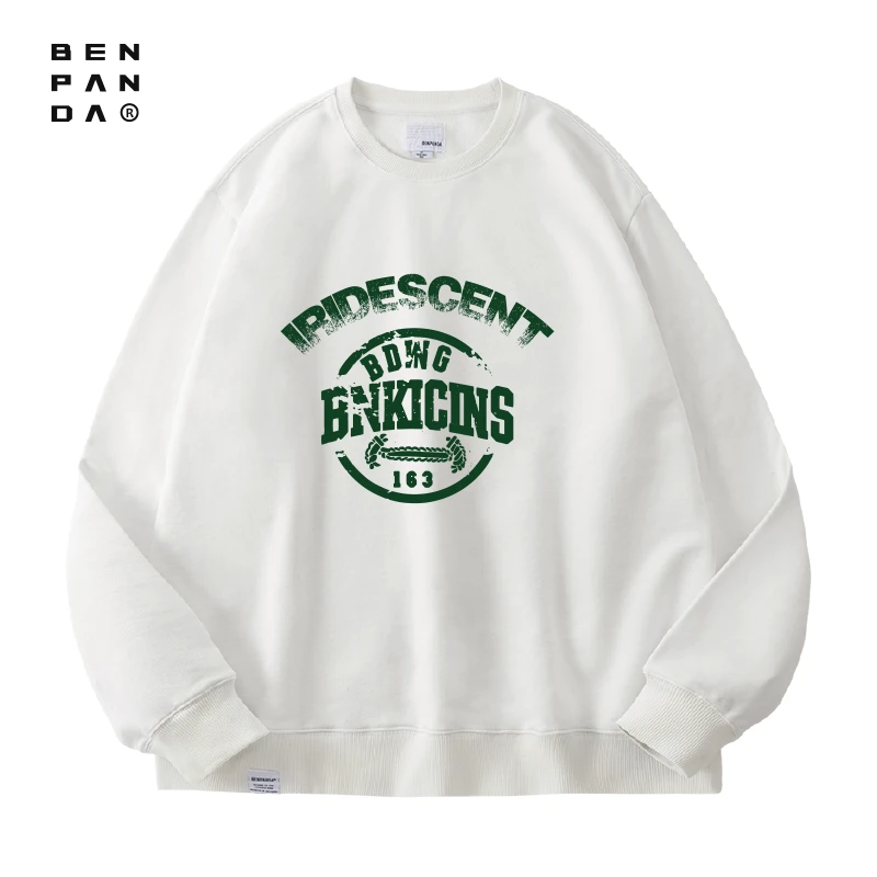 ben·panda熊猫本卫衣男2023秋冬新品插画美式复古印花套头上衣