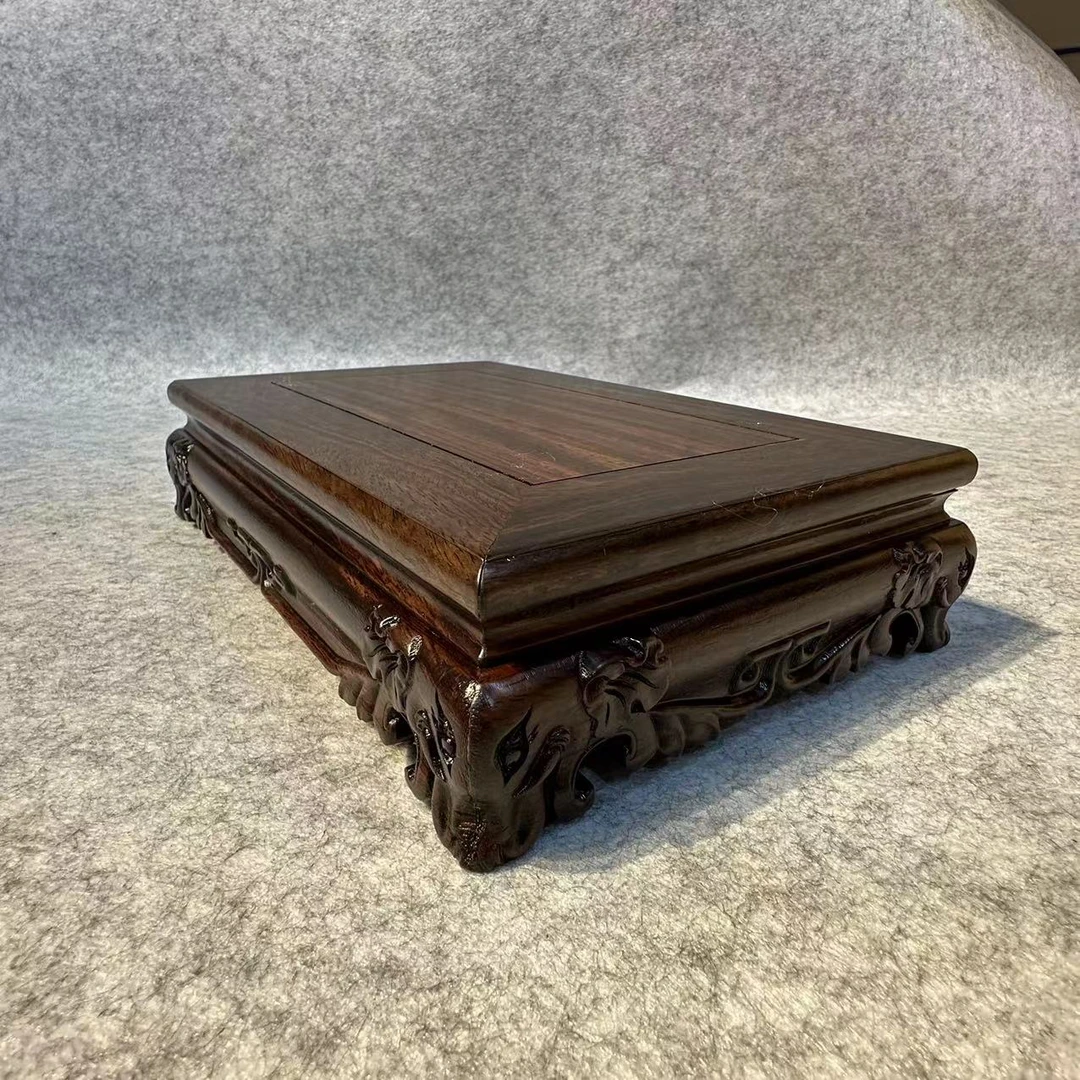【黑檀中号大象长方底座】工艺品摆件底座实木观音佛像座台花瓶盆栽