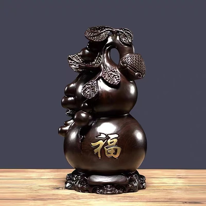 【黑檀小葫芦】整木整雕葫芦摆件家居办公室客厅玄关装饰工艺品