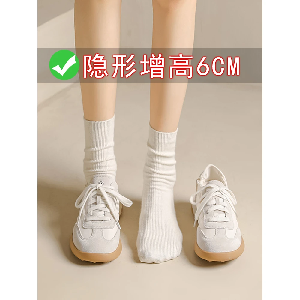 内增高6cm芭蕾德训鞋女款小个子小码3233真皮厚底休闲运动阿甘鞋