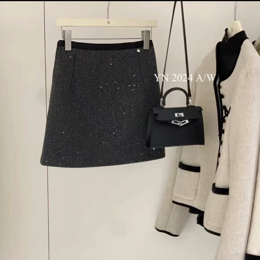 秋冬韩系精致星空A字裙显瘦显高9801