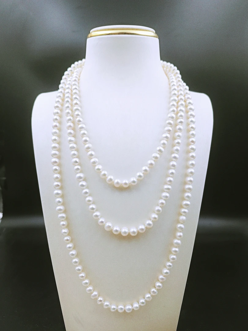 天然淡水珍珠6-7mm毛衣链