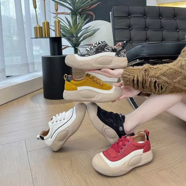 【翔子手工】秋季时尚百搭休闲厚底复古女鞋真皮运动舒适系带鞋子女