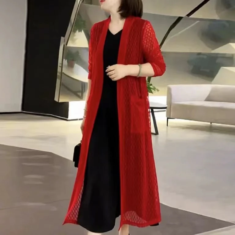 -新品夏款冰纱纯色镂空百搭洋气减龄款外披