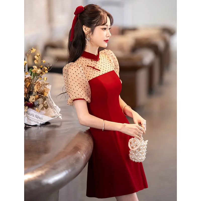 敬酒服新娘新款气质优雅显瘦结婚回门平时可穿红色连衣裙女